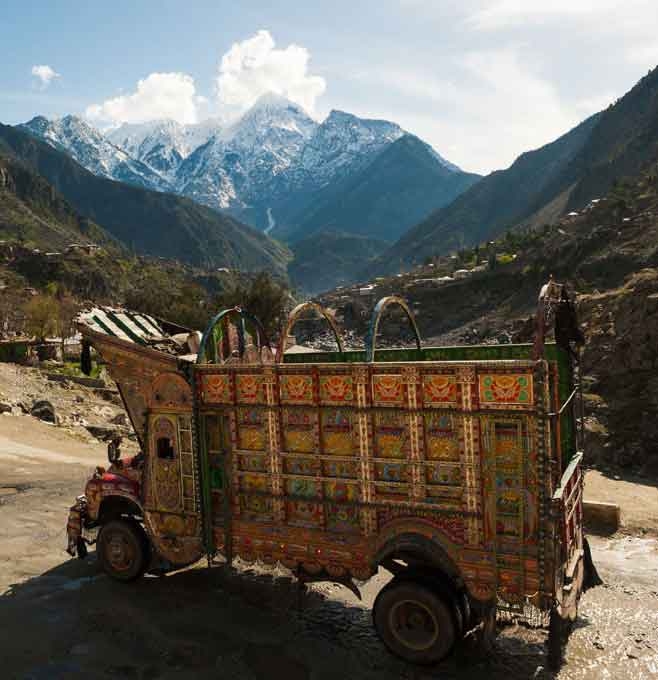 A truck in the mountains of Kashmir
