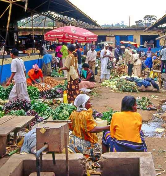 A food market in Kampala, Uganda