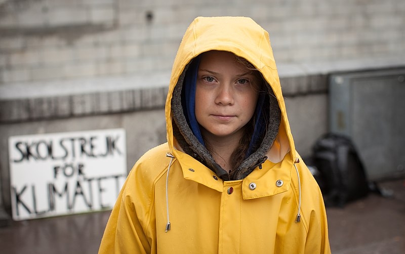 Greta outside the Swedish parliament, August 2018