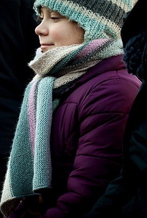 Greta outside the Swedish parliament