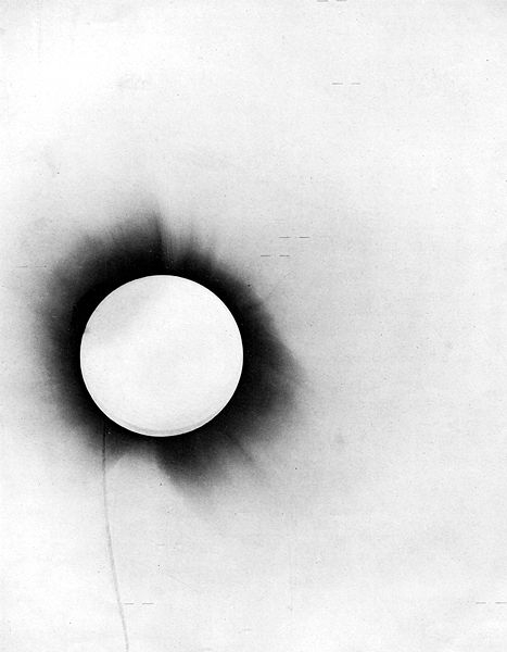 Negative image of the solar eclipse, 29th May 1919