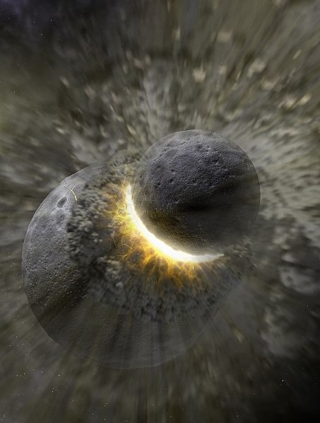 Two planetesimals collide