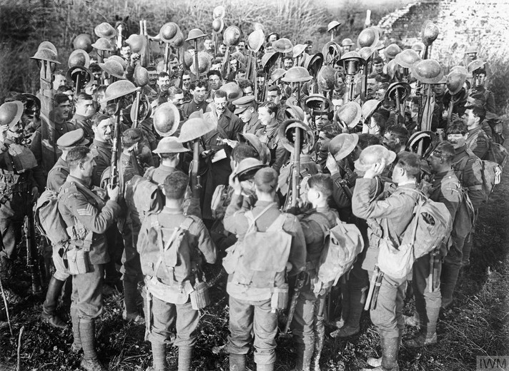 Irish Guards hear of the Armistice, 12th November 1918