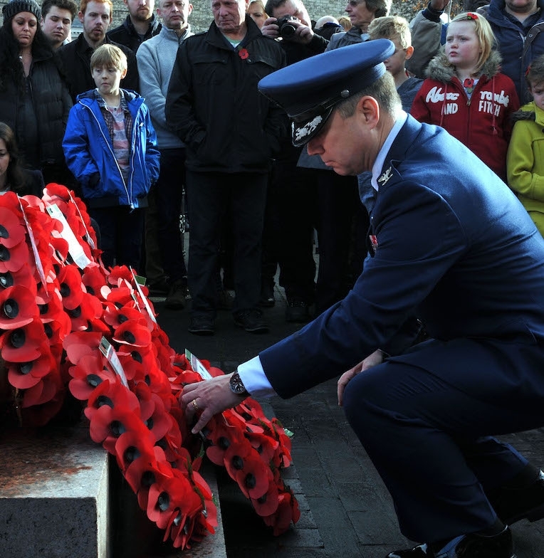 Laying a wreath on Remembrance Day