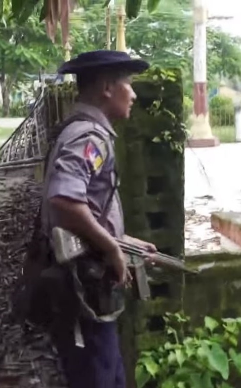 Myanmar police patrolling in Rakhine State, 2017