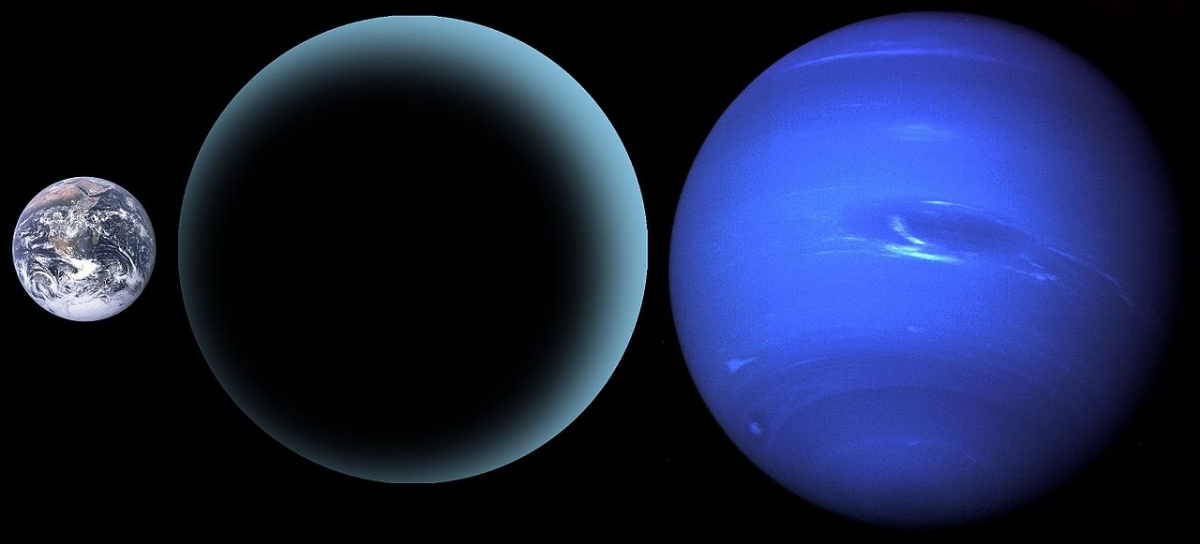 Sizes of Earth, Planet Nine and Neptune compared