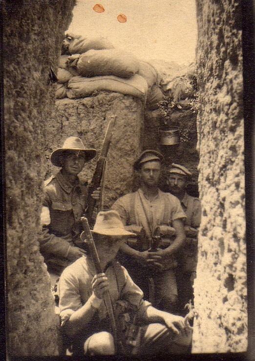 Australian soldiers in trenches at Gallipoli