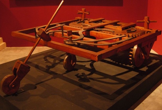 Model of a self-propelled cart designed by Leonardo