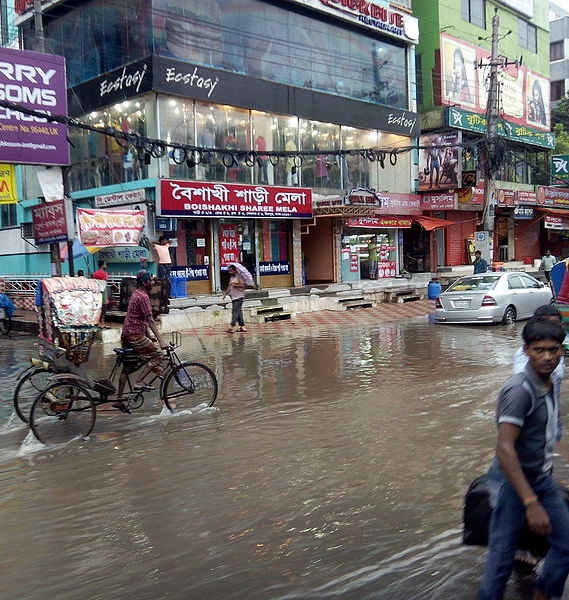 A street in Dhaka flooded during monsoon rains