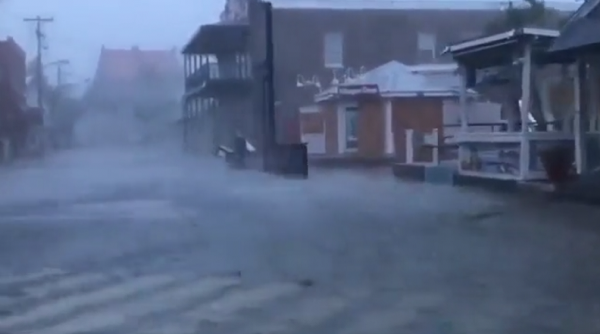 A storm surge hits Key West, Florida