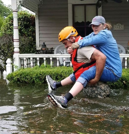 A rescue from floods caused by Hurricane Harvey