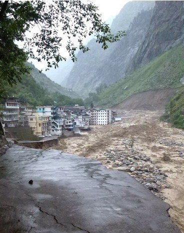 Destruction caused by flash flooding in Uttarakhand