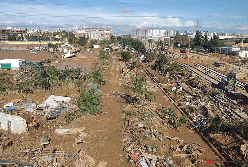 Aftermath of the floods at Sedaví, near Valencia, Spain
