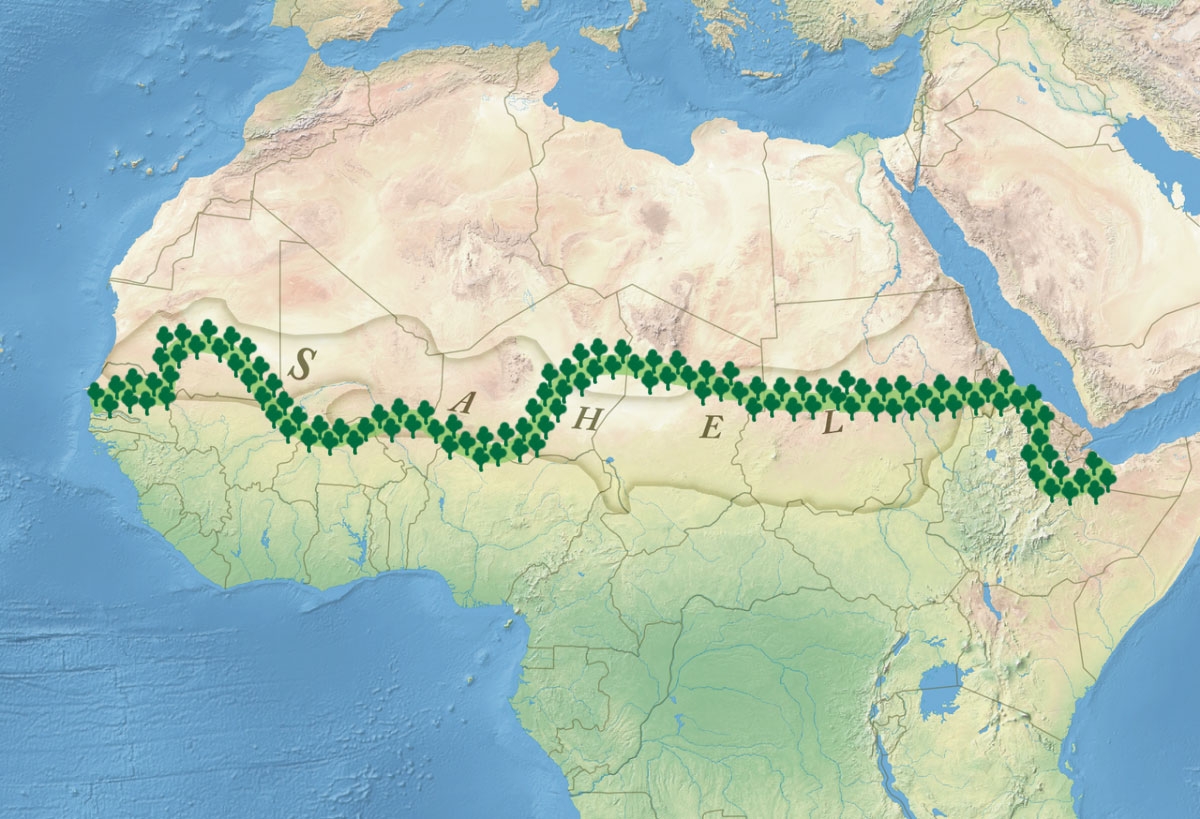 The planned line of the Great Green Wall