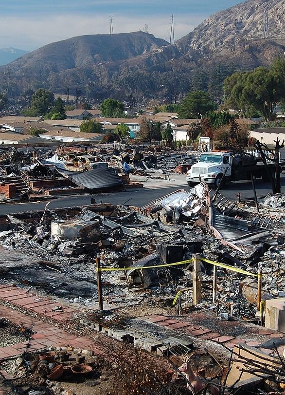 Mobile home park in California, destroyed by wildfire