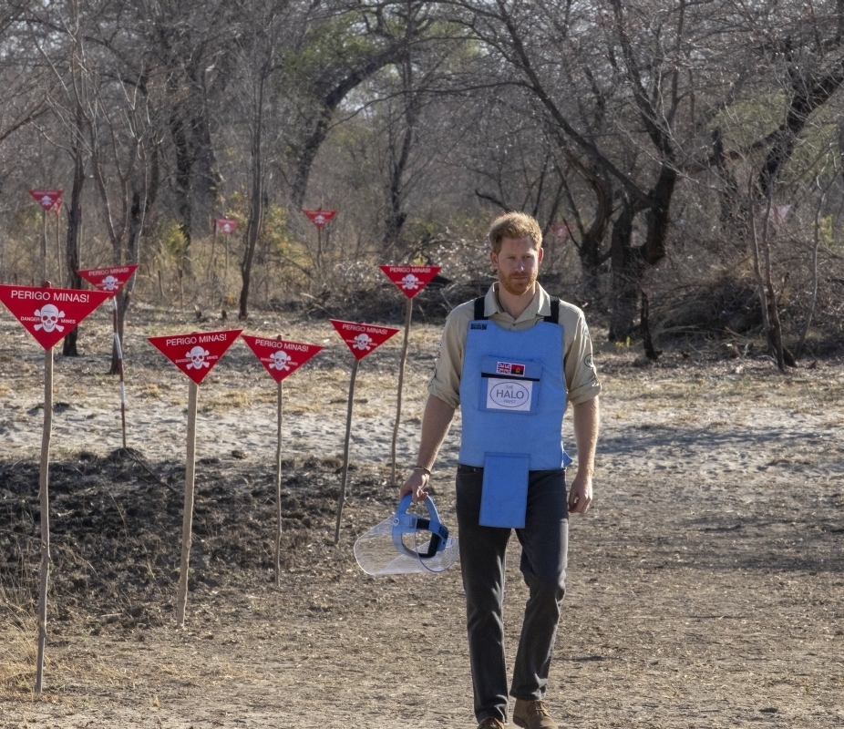 Prince Harry walks through a minefield