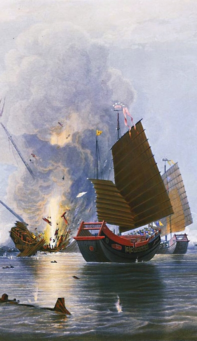 A naval battle during the First Opium War, 1841