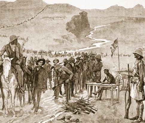 Boer forces surrender to the British, 1900