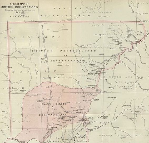 Map of British Bechuanaland in 1887
