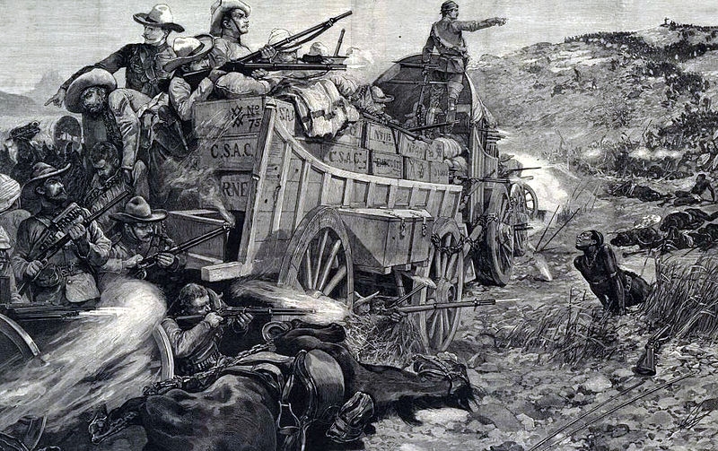 British troops fight Ndebele warriors 