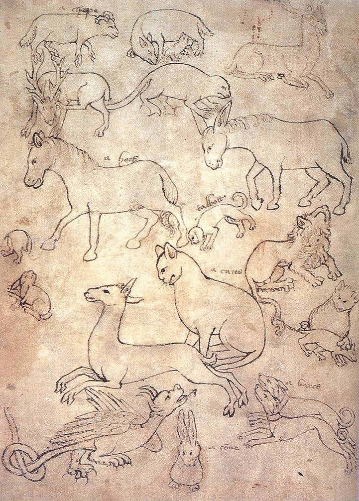 A model book with animals from around 1400