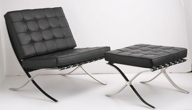 A model of the "Barcelona" chair and ottoman (footstool), designed in 1929