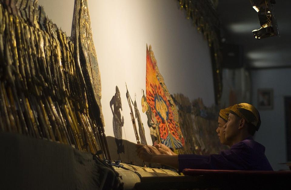 A traditional shadow theatre performance in Malaysia