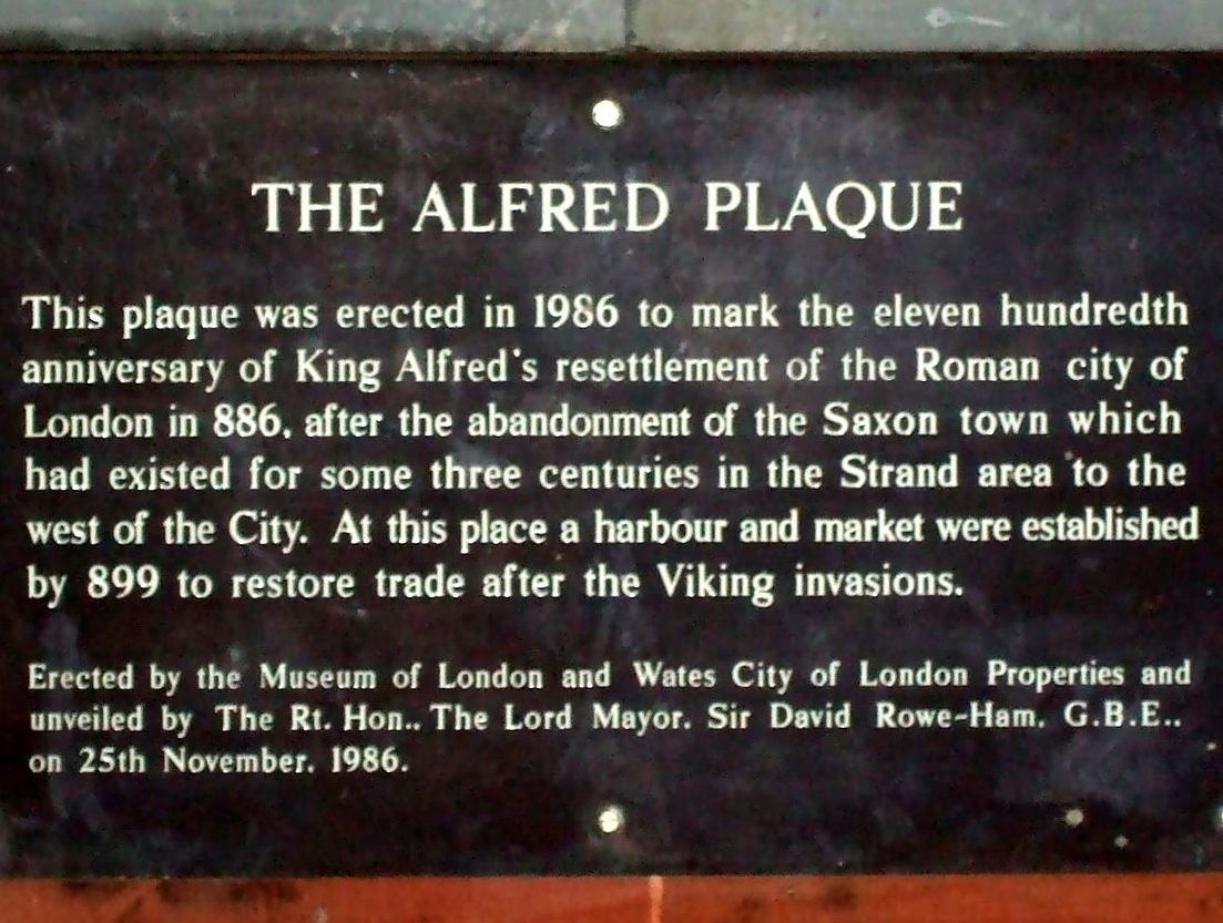 Plaque marking Alfred's rebuilding of London