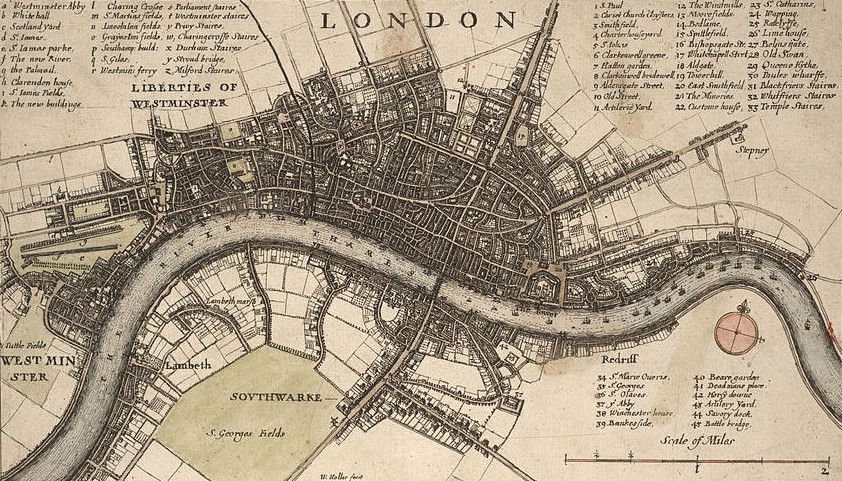 A map of London in 1665