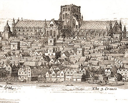 St Paul’s Cathedral, seen from the Thames, 1647