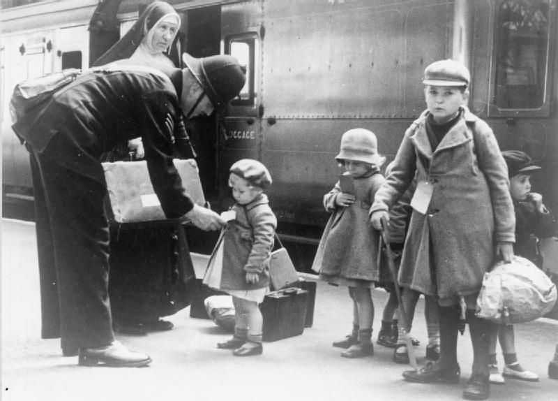 Child evacuees at a London station, 1940