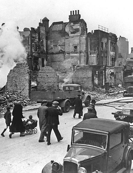 Houses flattened by bombs during the Blitz