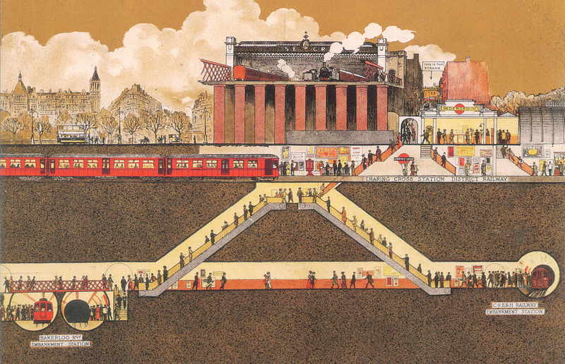 Railway stations at Charing Cross in 1914