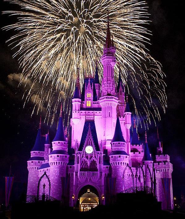Fireworks over Cinderella's castle at Disney World