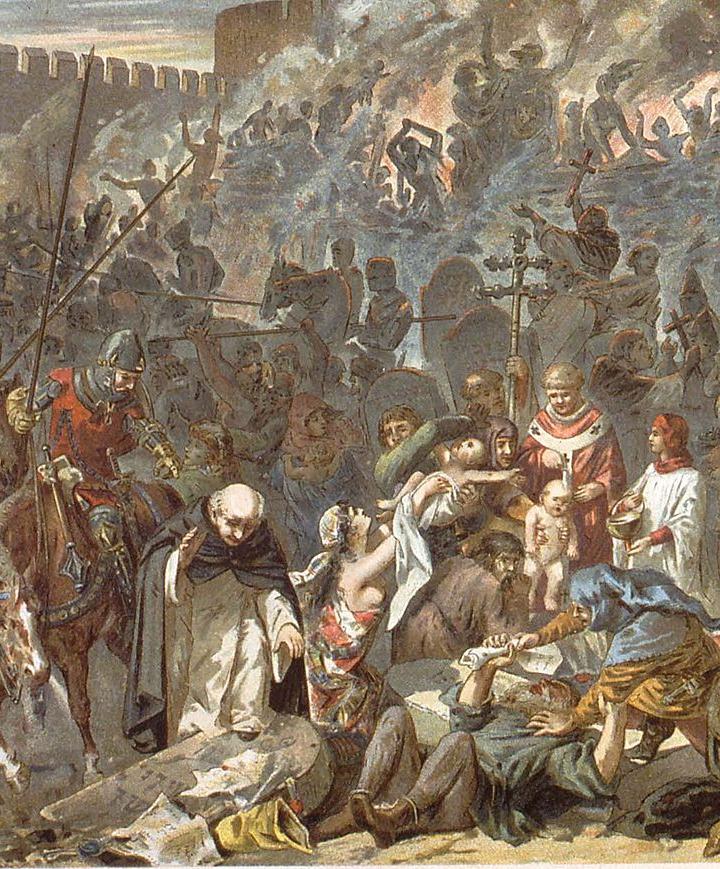 A painting depicting the Strasbourg massacre, 1349