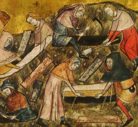 Burying victims of the Black Death