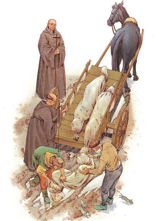 Collecting the bodies of plague victims