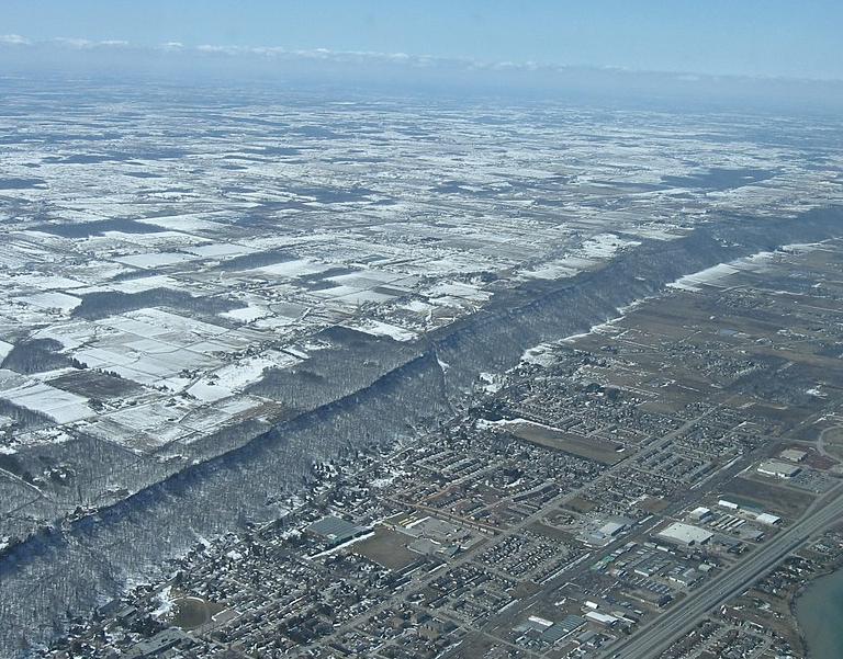Aerial view of the Niagara Escarpment in Ontario