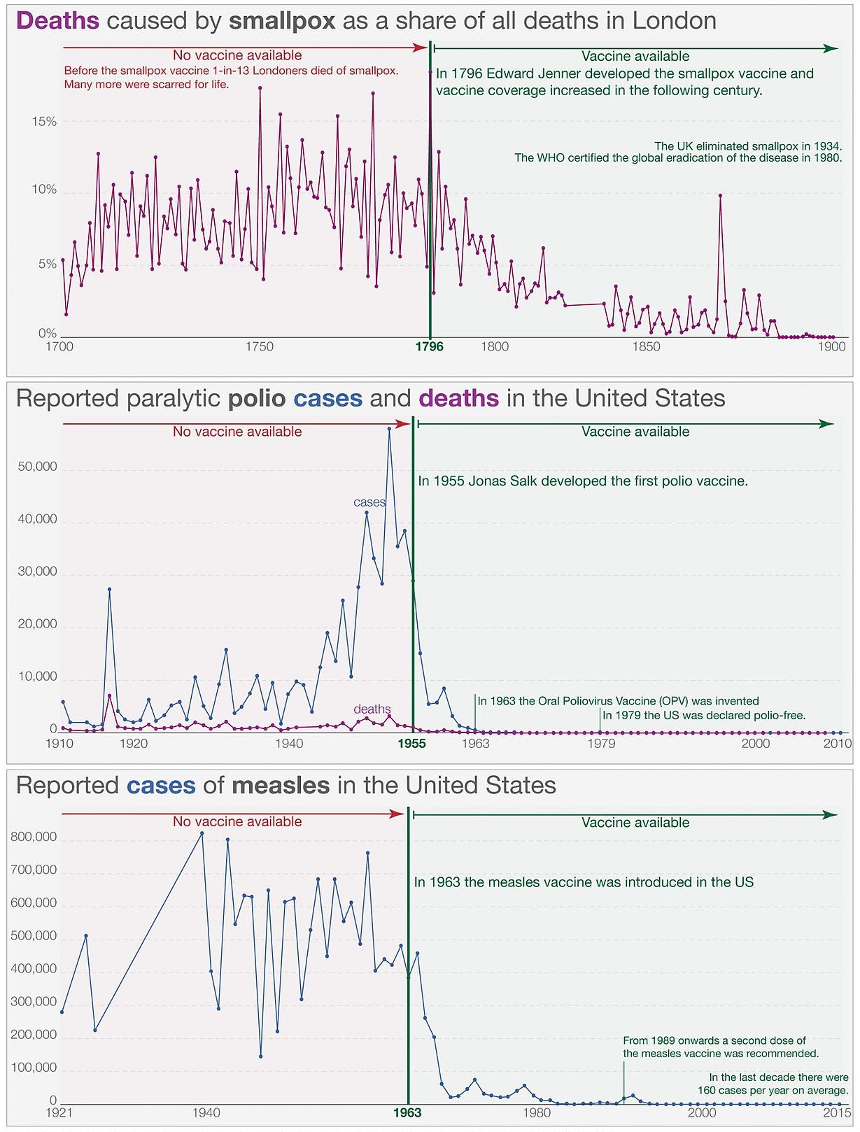 Graphs proving the success of vaccination