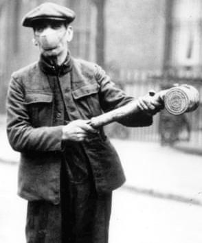 Man with an anti-flu spray, March 1920