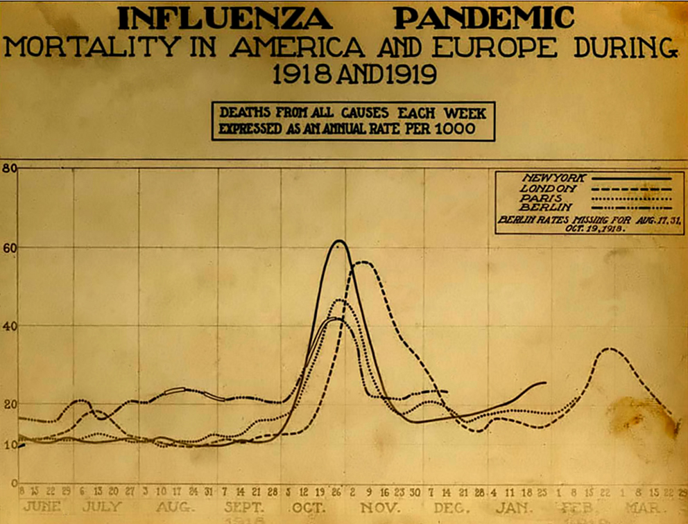 Chart showing mortality from the Spanish flu pandemic
