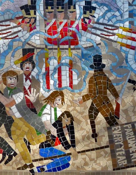 Mural depicting events of the Newport Uprising, 1839