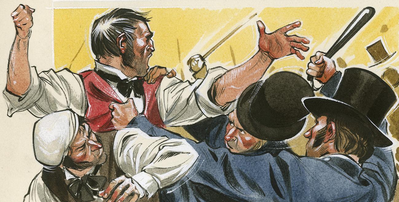 Fighting between Chartist protesters and the police