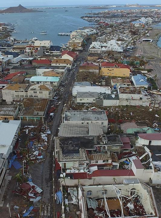 A view of Marigot, after Hurricane Irma in 2017