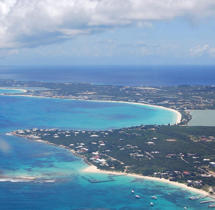 An aerial view of the island of Anguilla