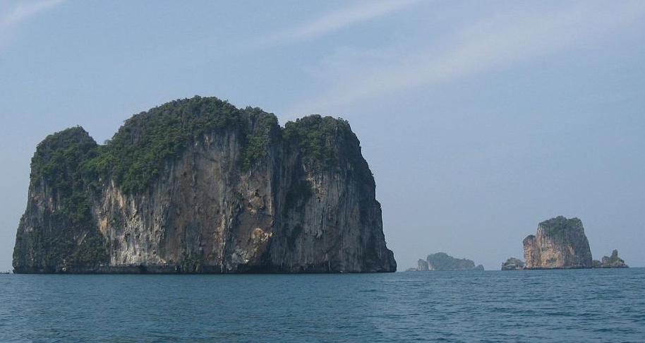 Small islets in the Andamans with vertical cliffs