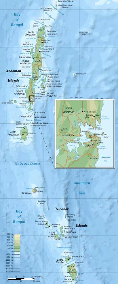 Map of the Nicobar and Andaman islands