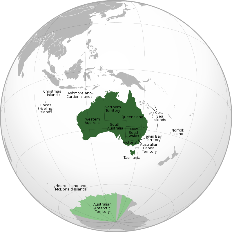 Location map of Australian external territories