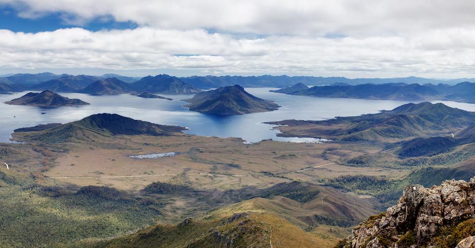 Lake Pedder, an artificial lake in southwestern Tasmania