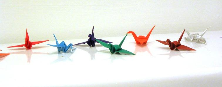 Origami cranes, known as "orizuru" in Japan